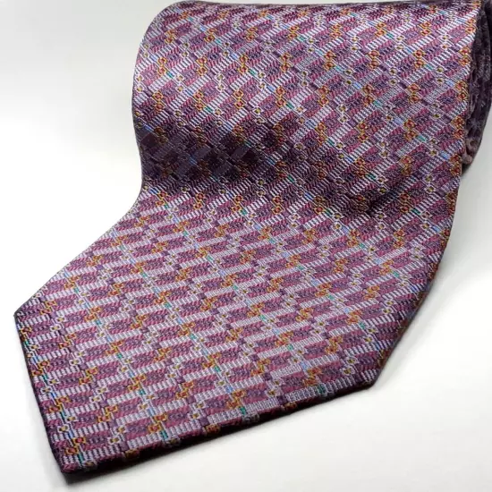 DANIEL DE FASSON Handmade 100% Silk Tie Men's Purple Burgundy Blue Necktie NEW