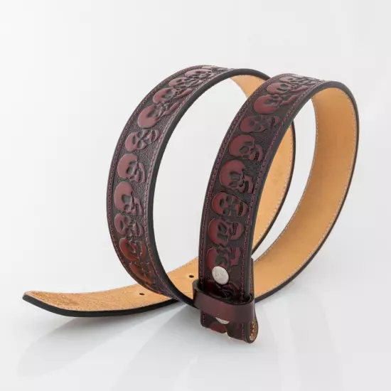 Genuine Leather Belt Strap, Western Full Grain Carved One Piece Leather Belt