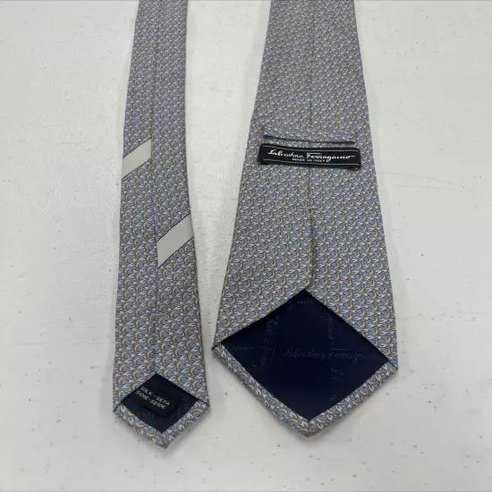 Salvatore Ferragamo Men's Light Blue & Gray Geometric Silk Neck Tie $295