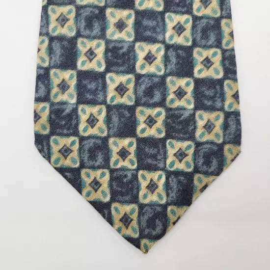 GAP Old Fashioned Style Pattern Geometric Blue Light Gold Silk Business Necktie