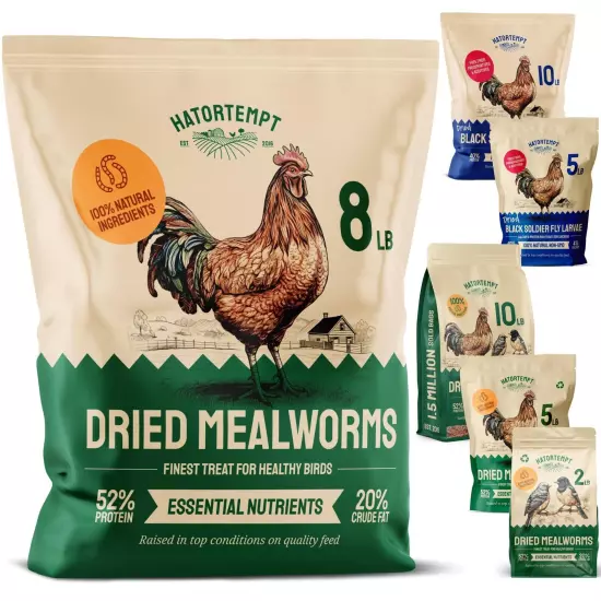 Bulk Dried Mealworms 8 lbs – Premium Organic Non-GMO Dried Mealworms for C