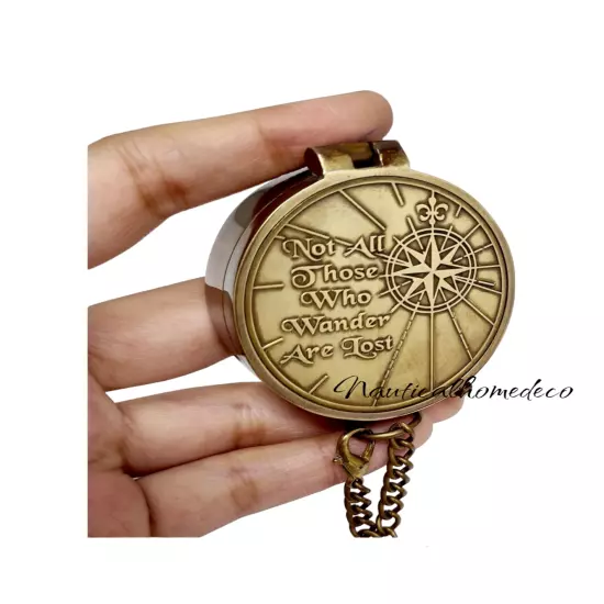 Engraved Brass Compass with Leather Case - Motivational Quote - Nautical Gift