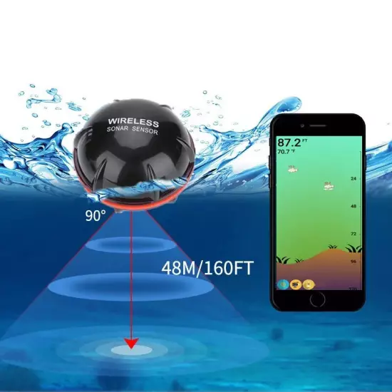 Wireless Bluetooth Smart Sonar Fish Finder 48m/160ft Equipment For IOS Android