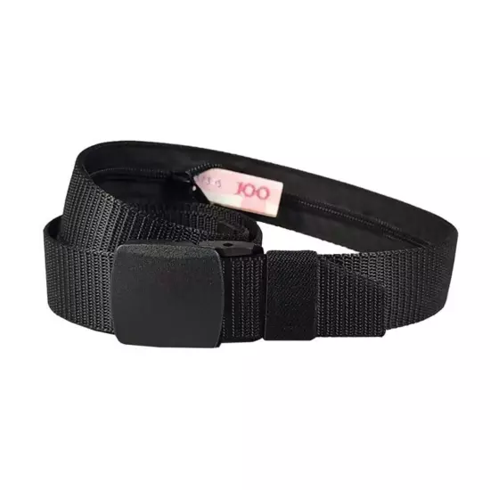 120CM Fashion Black Nylon Travel Security Money Belt Hidden Money Pocket