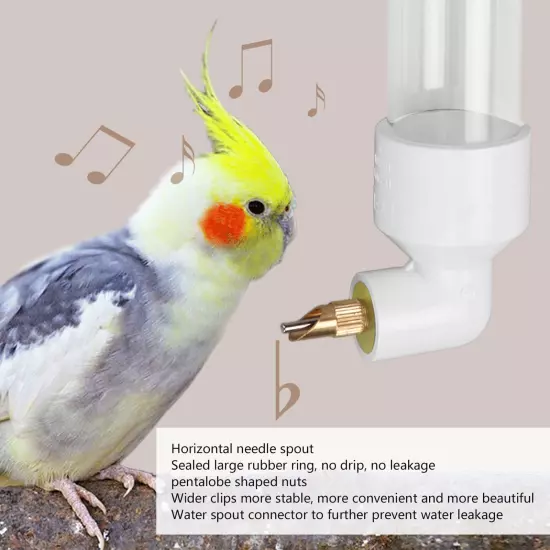 260ml Automatic Bird Water Feeder Needle Spout Large Capacity Leakproof Parrot