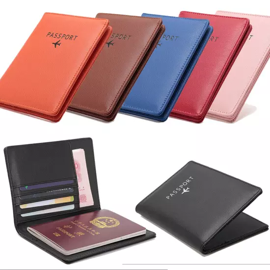 RFID Blocking Slim Leather Travel Passport Wallet ID Card Case Cover Holder US