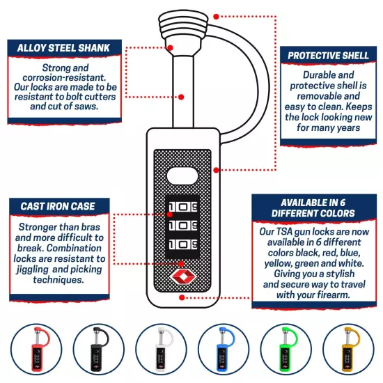 TSA Secure Gun Case Lock Revolver - Pistols & Rifles Firearm Reliable Protection