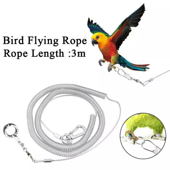 3M Leash Parrot Flying Training Rope Bird Harness For Macaw With Leg Ring │