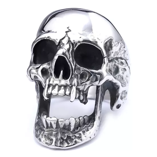 Punk Stainless Steel Gothic Motorcycle Biker Vampire Skull Rings Hip Hop Jewelry