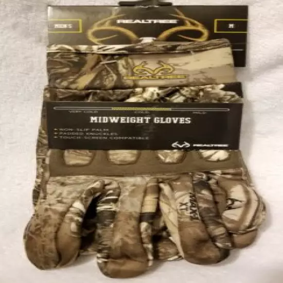 Medium Mens Realtree Max-1 XT MidWeight Gloves Camo Winter TOUCH SCREEN Shooting