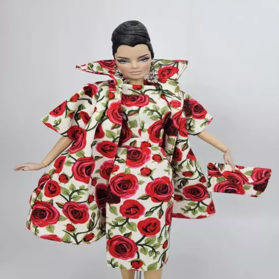 Rose Coat Jacket Gown Dress Outfit Bag Barbie Silkstone Fashion Royalty FR Mizi