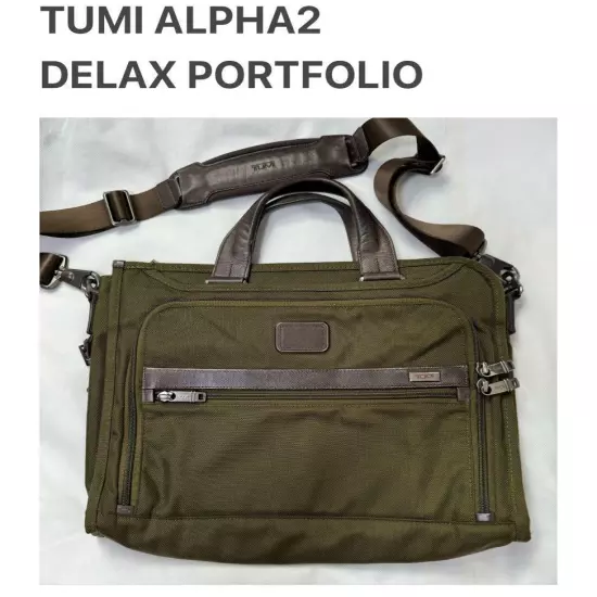 Tumi Alpha2 Deluxe Portfolio Khaki 2Way Briefcase