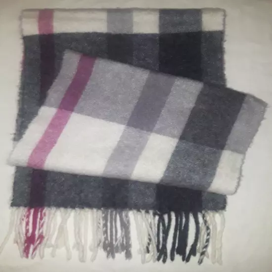 Balmoral multi-color plaid cashmere fringed scarf 10"x62" + 3" fringe