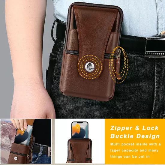 Cell Phone Waist Belt Holster Loop Pack Bag PU Leather Pouch Wallet Case Cover