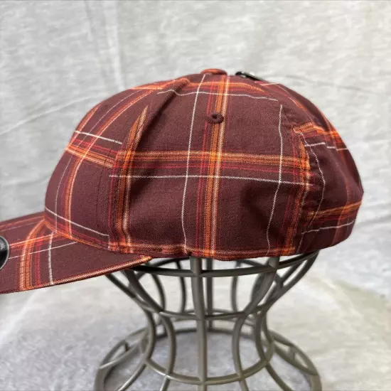 Hurley Hat Cap Flexfit Plaid Orange Red Brown L-XL Yupoong Puerto Rico Surf