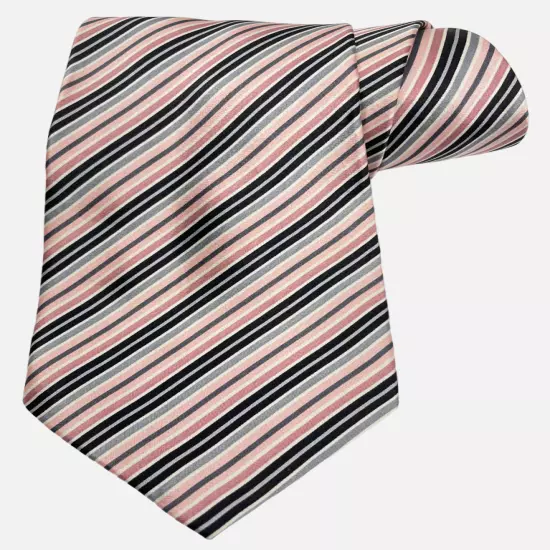 Croft & Barrow Pink Striped Repp Regimental Silk Necktie Tie Men's 3.8" x 56"