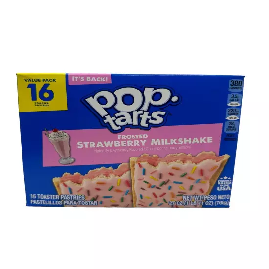 POP TARTS | FROSTED STRAWBERRY MILKSHAKE FLAVOR | 16 CT | 27 OZ BOX |