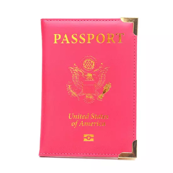 PU Leather Travel USA Passport Cover Passport Clip Thin Travel Document Case ↻