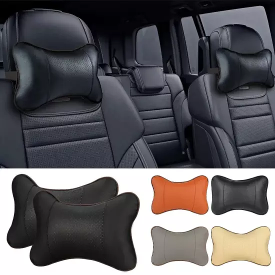 Car Neck Pillows Both Side Pu Leather 1pcs Pack Headrest For Head Pain Relief Fi