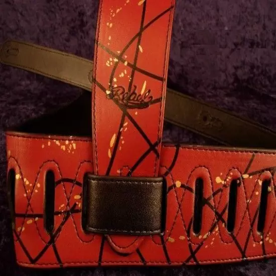 REBEL GUITAR STRAP SWAGGER - RED WITH BLACK LINES for GUITAR or BASS