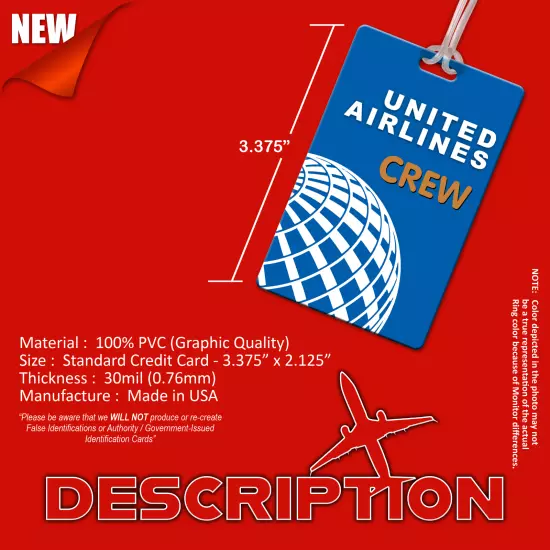 United Airlines Crew Luggage Tags (Set of 4)