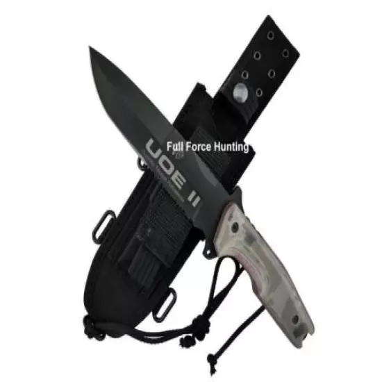 J&V Adventure Knives UOE II Tactical Survival Knife Full Tang Black Fixed Blade