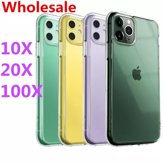 Wholesale Bulk For iPhone 16 15 14 13 12 11 8 SE 7 Case Lot Clear Silicone Cover