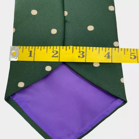 Vintage Louis Feraud Green Polka Dot Wide 1970's Necktie Tie Men's 4.2" x 57"