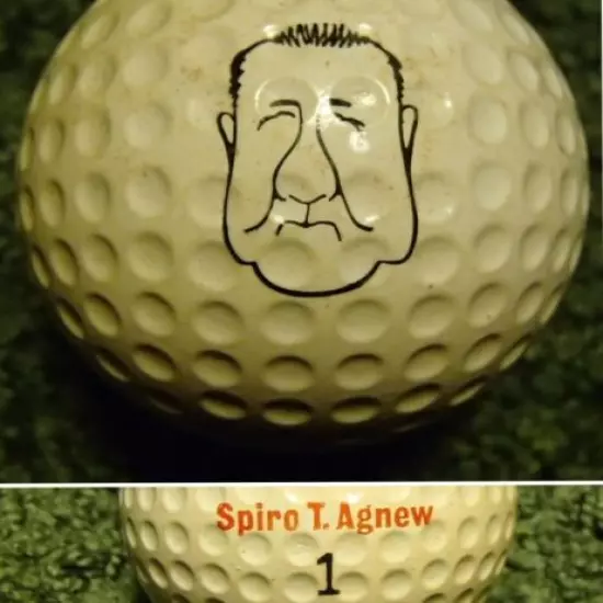 vintage SPIRO T AGNEW cartoon vice president nixon golf ball #1 VICTOR usa made