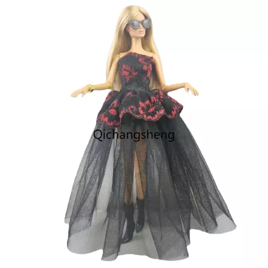 Black Style 1/6 Doll Clothes Handmade Wedding Dress 11.5" Dolls Outfits Gown Toy