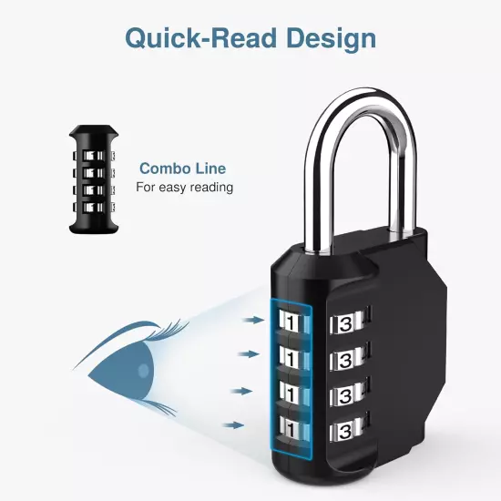 4 Pack Combination Lock 4 Digit Locker Lock Outdoor Waterproof Padlock for Schoo