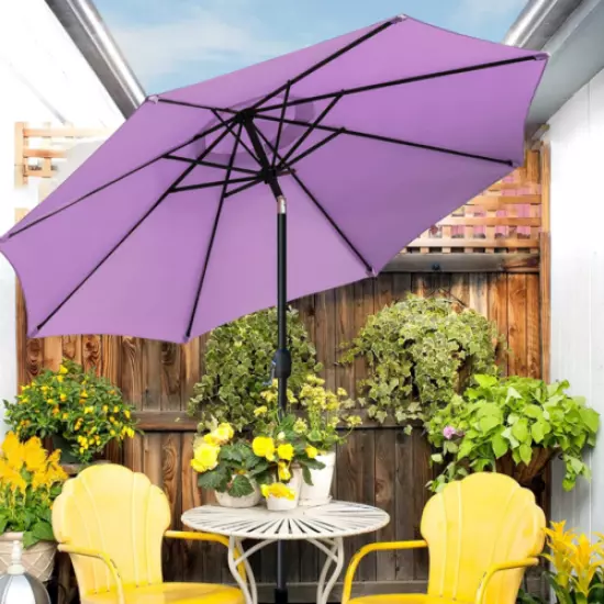 Sunnyglade 9' Patio Umbrella Outdoor Table with 8 Sturdy Purple 