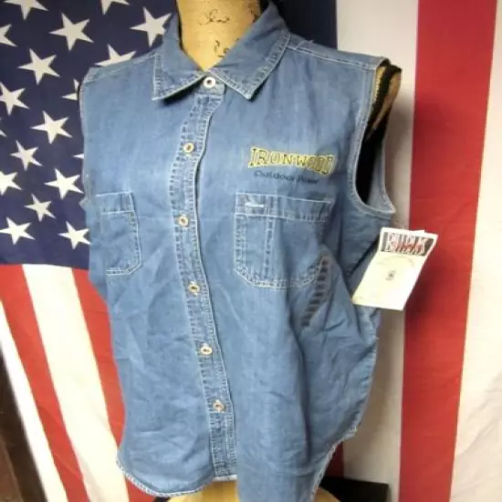 IRONWOOD Golf Club lrg denim vest Outdoor Power blue-jean Wauseon NWT Ohio