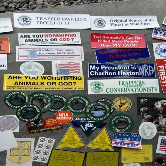 Trapping sticker collection, NRA, National Trappers Association, over 100