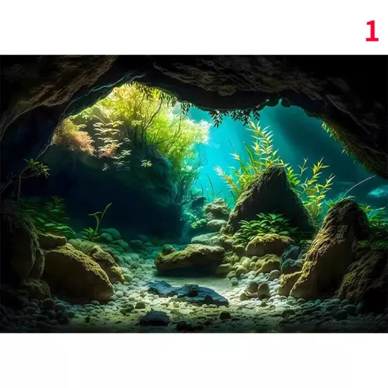 3D Aquarium Fish Tank Background Sticker Landscape Self Adhesive Decors DIY New