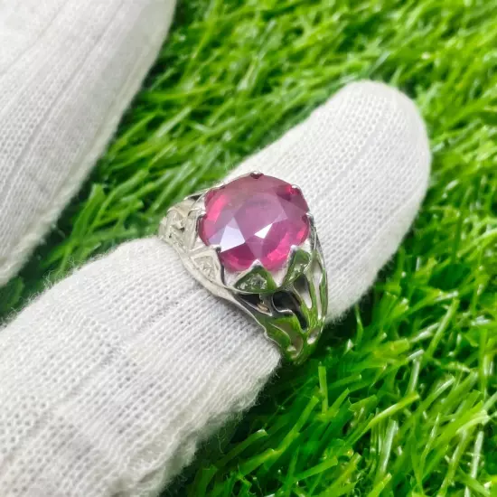 Natural BURMA RUBY Unisex Ring Real Burmese Ruby Ring 925 Sterling Silver Ring