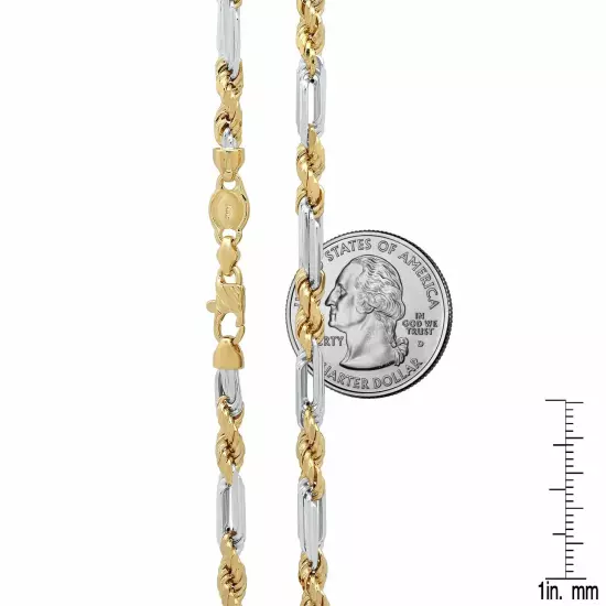 14k Yellow Gold Two Tone Figarope Chain Necklace 3mm-5.6mm Men Women Sz 18"-30"