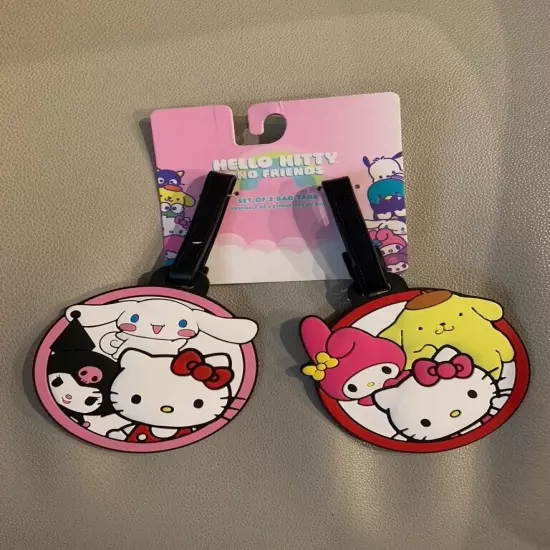 Sanrio Hello Kitty & Friends 2 Piece Luggage School Backpack Tags ID Set-New