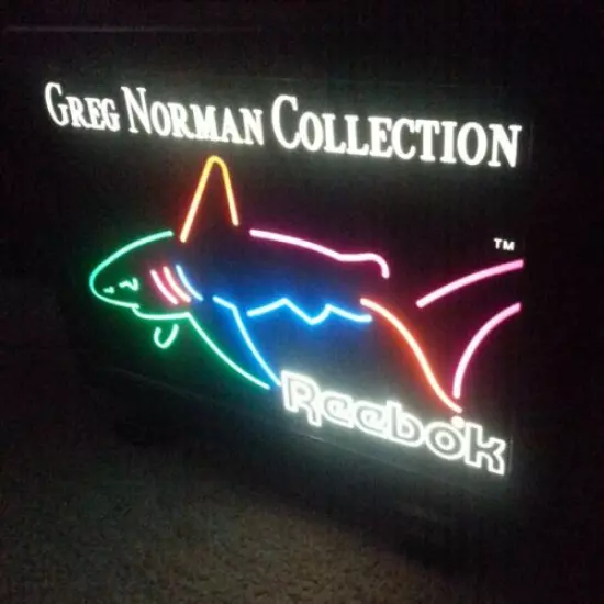 Greg Norman The Shark neon Reebok display sign. SHARP LOOKING!