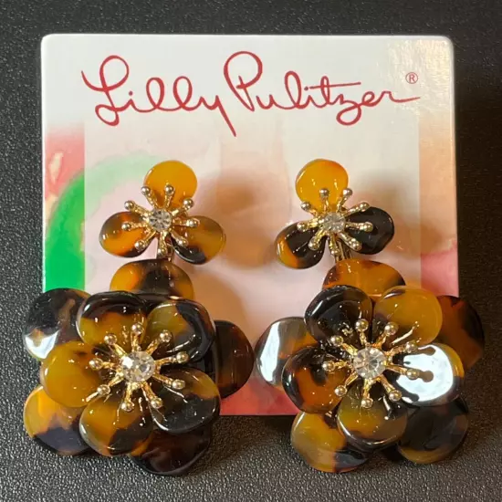 Lilly Pulitzer NWT GORGEOUS Faux Tortoise Shell Pierced Earrings