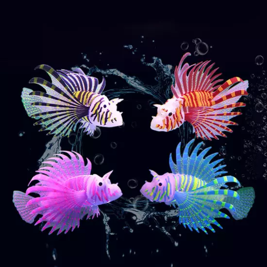 ⭐Artificial Glowing Lion Fish Luminous Fake Fish Aquarium Floating Glow In Da〕 □