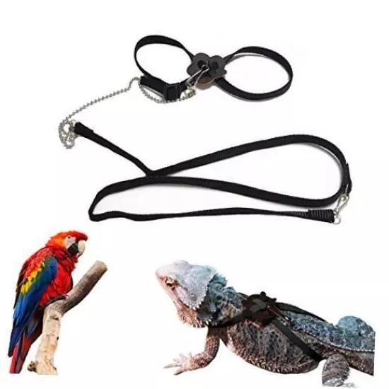 Lizard Leash Bearded Dragon Harness Adjustable Reptile Lizard Harness Black