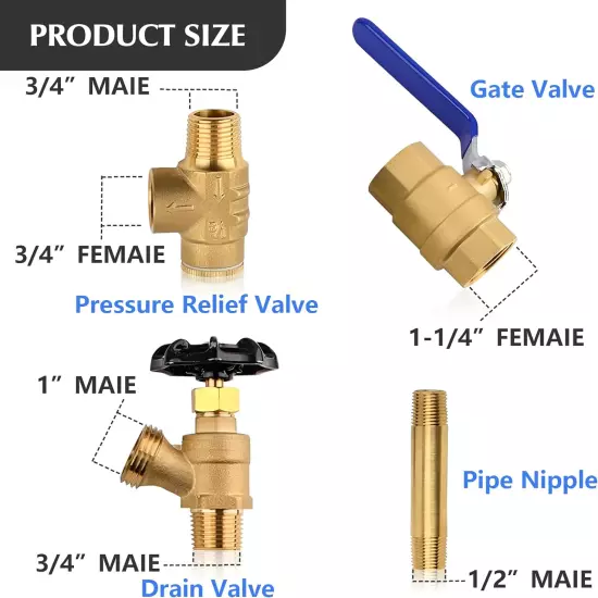 Pressure Tank Tee - 40-60Psi Water Pressure Tank Installation Kit with Well Pres