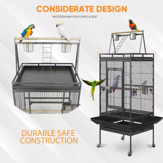 Multiple Sizes Rolling Bird Cage for Small Parrot Cockatiel Parakeet Cage Play