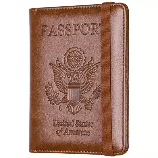 US Passport Holder Leather RFID Blocking Cover Leather Travel Wallet Case Card 