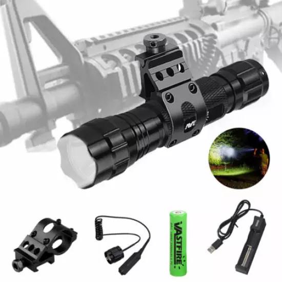 9000Lumens Tactical Light LED Flashlight Torch Lamp Shotgun Hunting Scope Mount