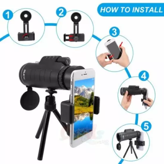 Day/Night 40X60 Zoom Portable Monocular Telescope BAK4 Prism w/Tripod + Clip