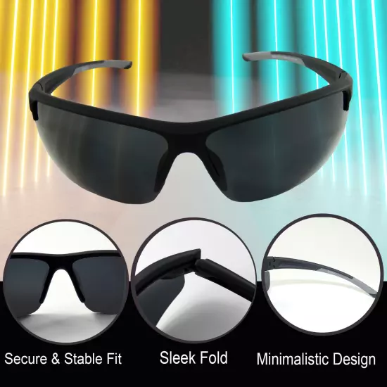 Clearance Sports Sunglasses for Men UV Protection, Retro Sunglasses, Wrap Around