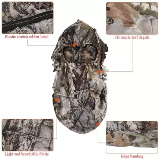 Ghillie Face Mask 3D Leafy Ghillie Camo Full Cover Headwear Hunting Accessories