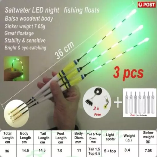 LED Electronic Night Fishing Floats Electric Float + Free Batteries & more !